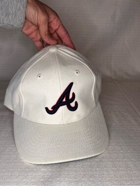 Atlanta Braves Puma White Cap with Navy Brim and Interior Logo